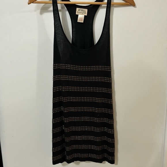 Torn by Ronny Kobo black tank top with copper-colored metallic squares size L - Picture 1 of 8